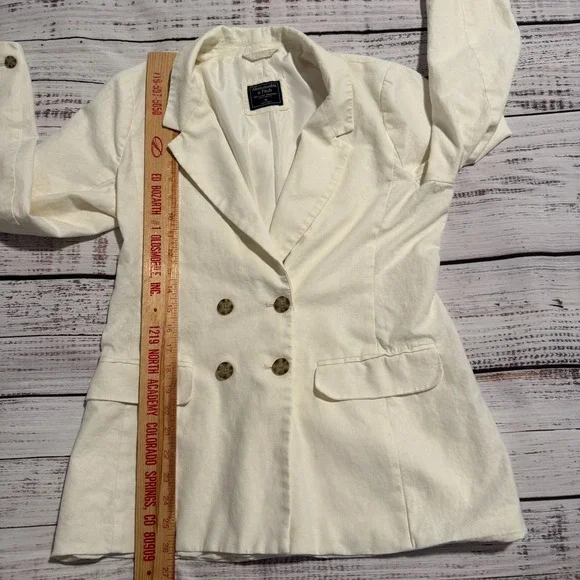 Abercrombie and Fitch Off White Blazer‎ Jacket Women's Size Medium - Picture 8 of 11